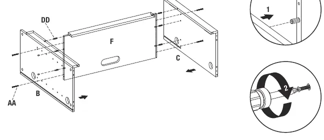 Step 1: Installing the center shelf.
