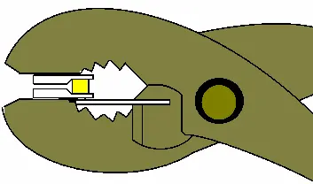 Repairing a zipper slider with pliers.