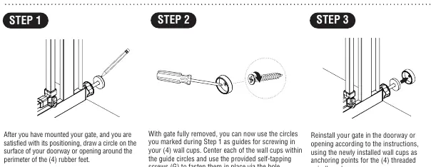Installing the wall cups for added stability.