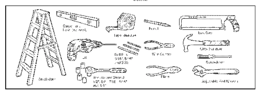 Tools needed for assembly and installation