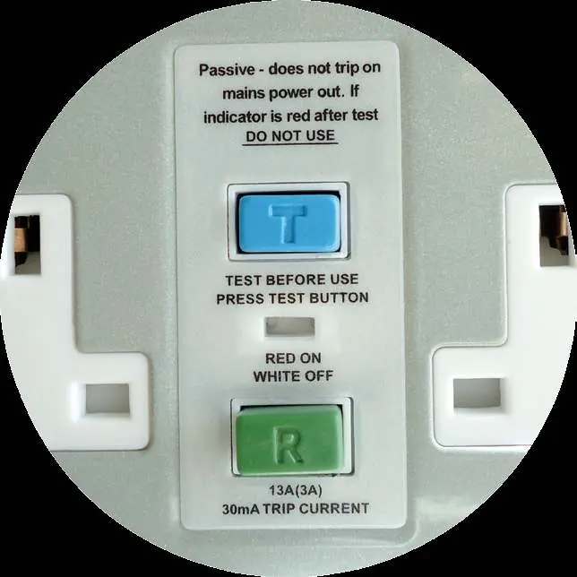 RCD test button and indicator status window
