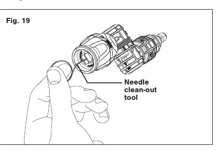 Cleaning the nozzle with the needle tool.