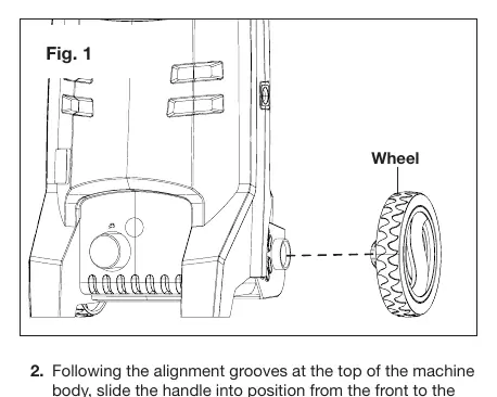 Assembly of wheels and handle