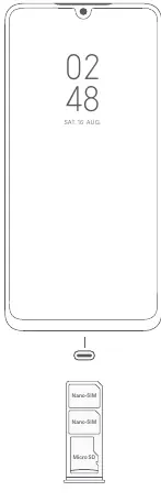 Redmi 13C device layout and SIM/MicroSD card tray