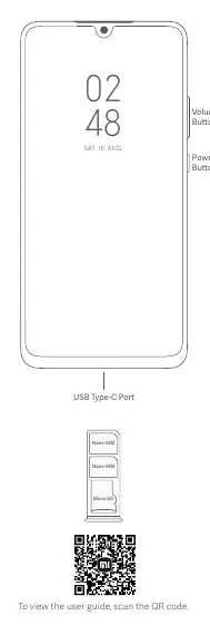 Redmi 13C button layout and SIM/SD card slot configuration.