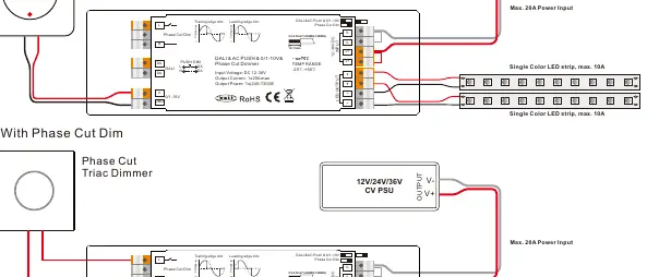 Wiring diagram for 0/1-10V connection