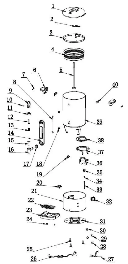 Exploded view of the Hendi Percolator Concept Line 13L