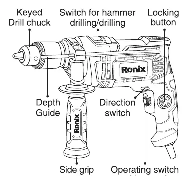 Part List diagram showing drill components