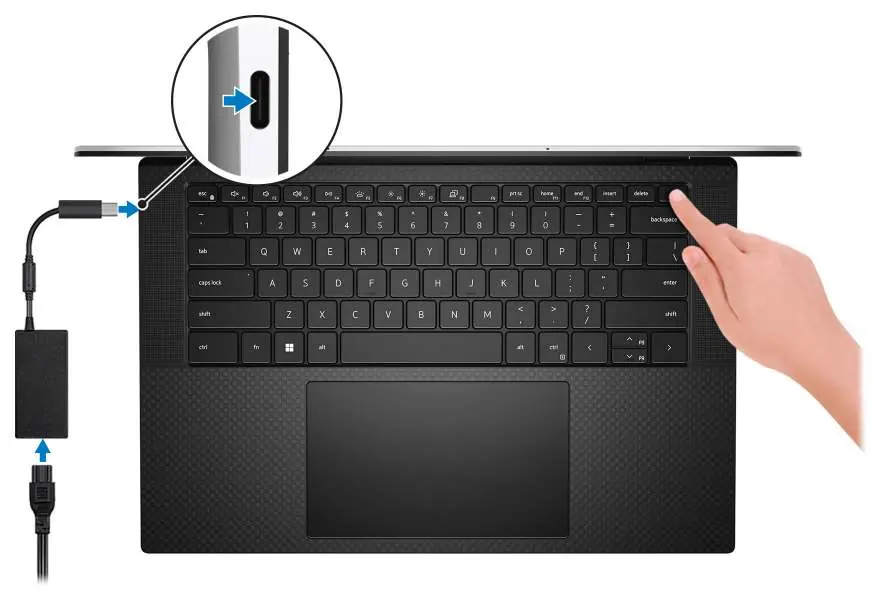 Connecting the power adapter