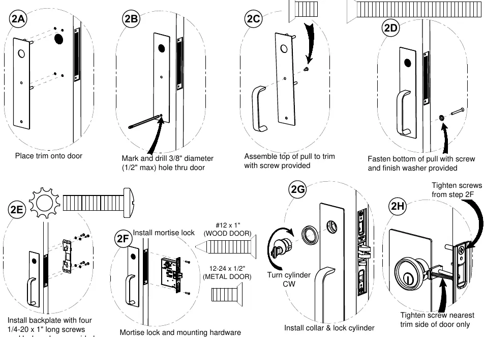 Step-by-step trim installation sequence.