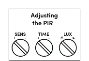 PIR adjustment dials