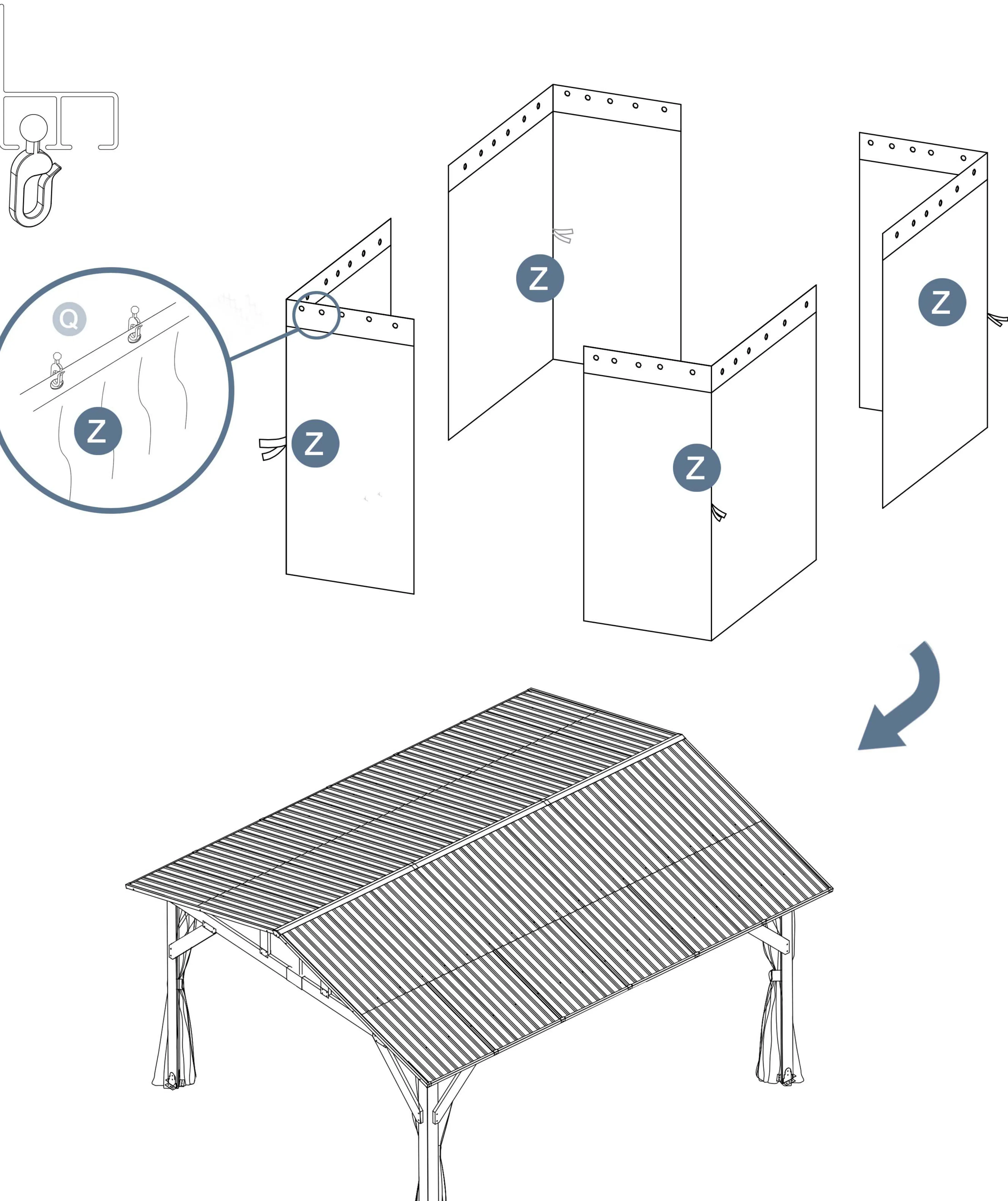 Step 3: Hanging curtains on sliders