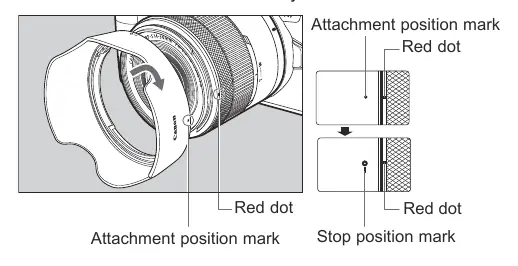 Attaching the lens hood
