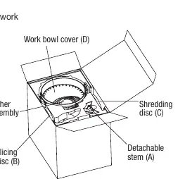 Unpacking diagram showing the arrangement of parts in the foam block.