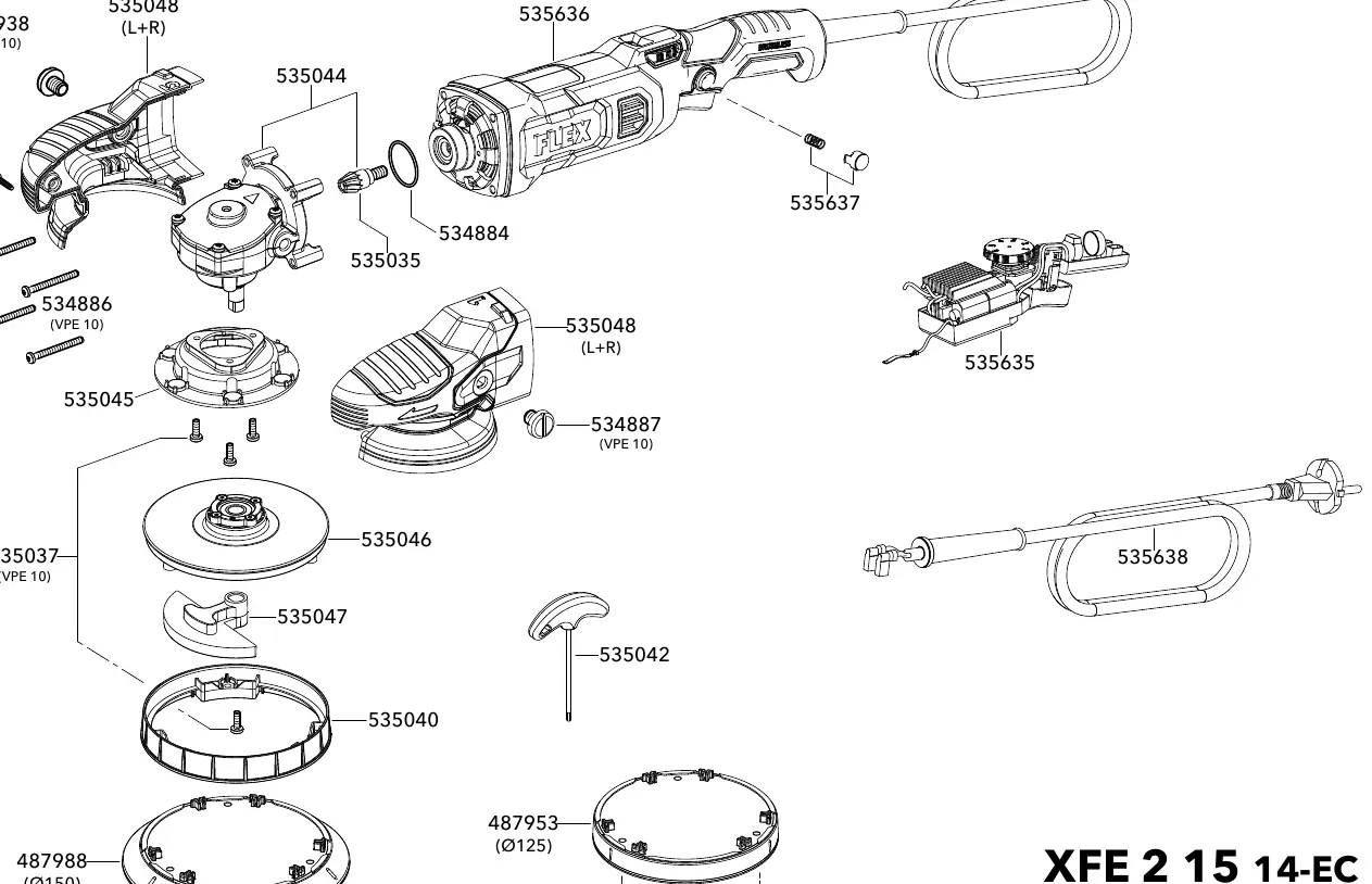 Exploded view of the FLEX XFE 2 15 14-EC components