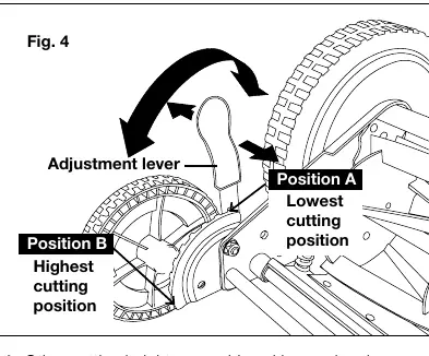 Height adjustment lever (Fig. 4)