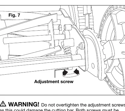 Cutting bar adjustment (Fig. 7)