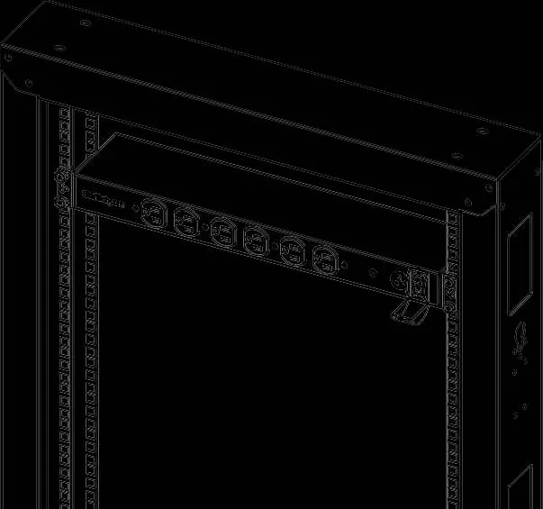 Position the PDU unit horizontally within the rack frame.