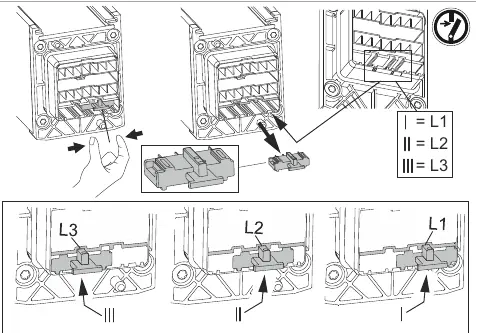 Wiring configuration for L1, L2, and L3