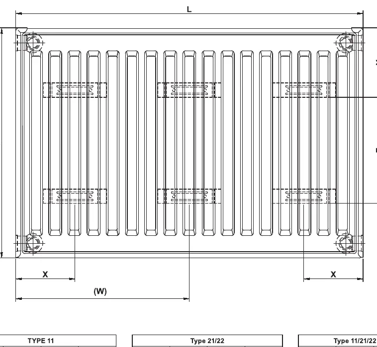 Radiator dimensions and bracket positioning
