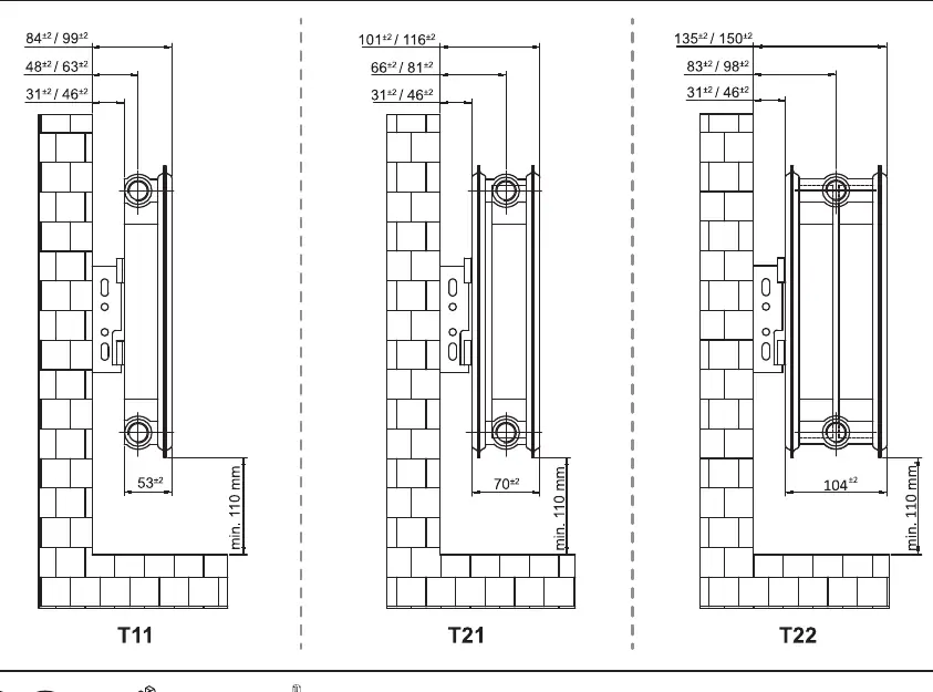 Wall clearance and mounting profiles