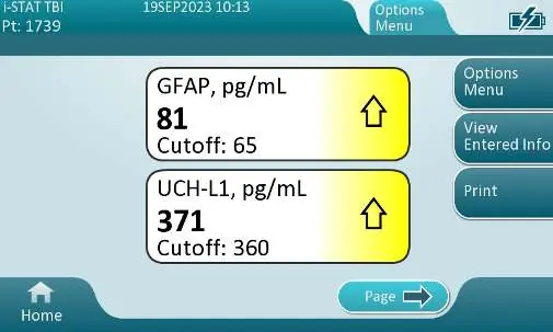 Example of the quantitative results screen