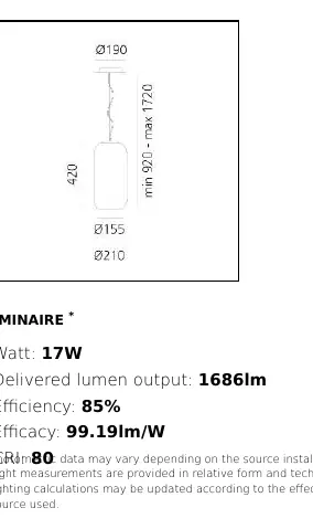 Technical dimensions of the Gople pendant light