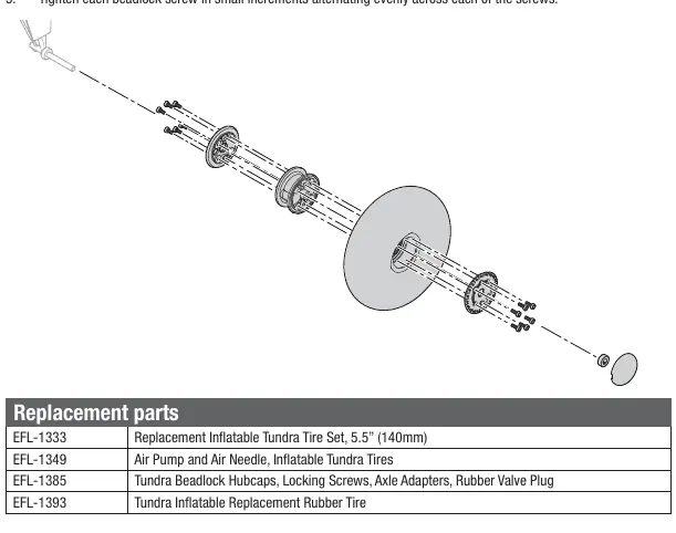 Exploded view of the beadlock wheel assembly