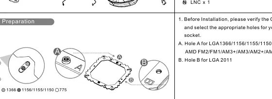 Selecting the correct mounting holes (A or B).