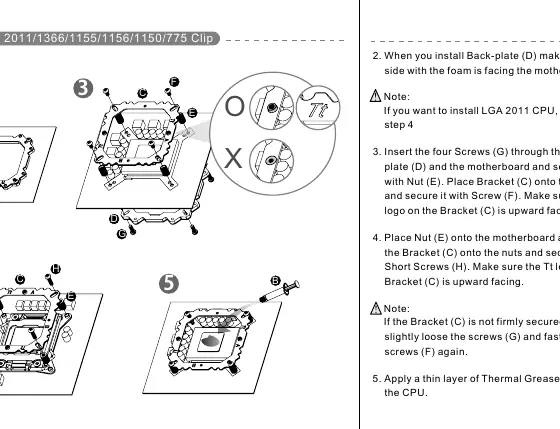 Installation steps for back-plate and bracket.