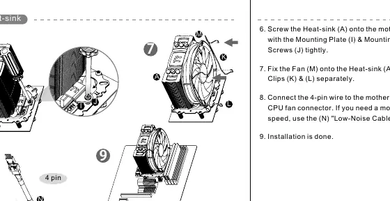 Heatsink and fan mounting steps.