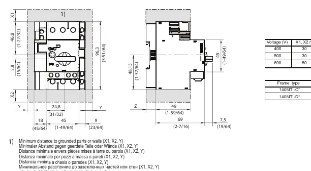 Dimensional drawings and clearance requirements
