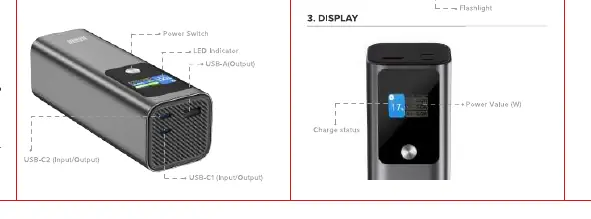 Powerbank ports and controls