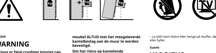 Safety warnings regarding furniture tip-over