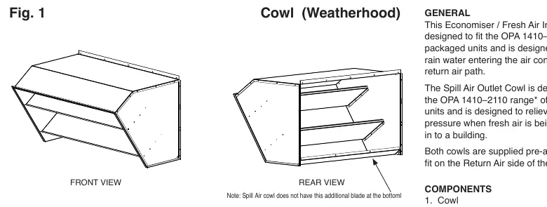 Cowl (Weatherhood) front and rear views