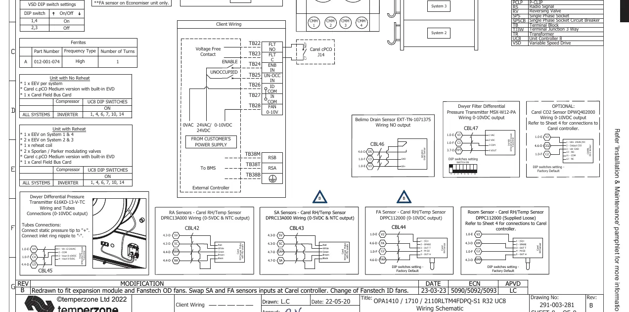 Client wiring and sensor connections
