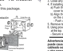 Assembly diagram showing the outlet box, gasket, and cover orientation.