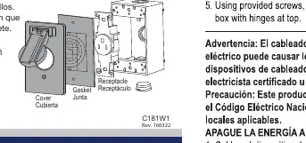 Exploded view of the outlet box cover assembly