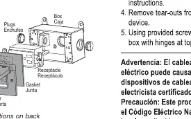 Assembly diagram showing the orientation of the cover, gasket, and receptacle.