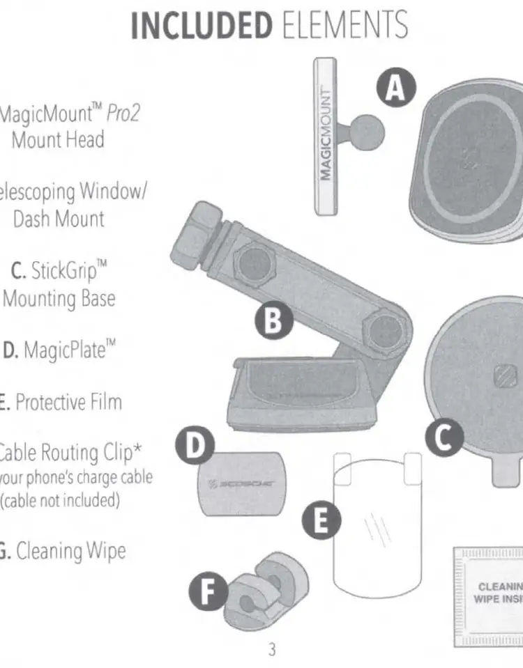 Included components of the MagicMount Pro2 system.