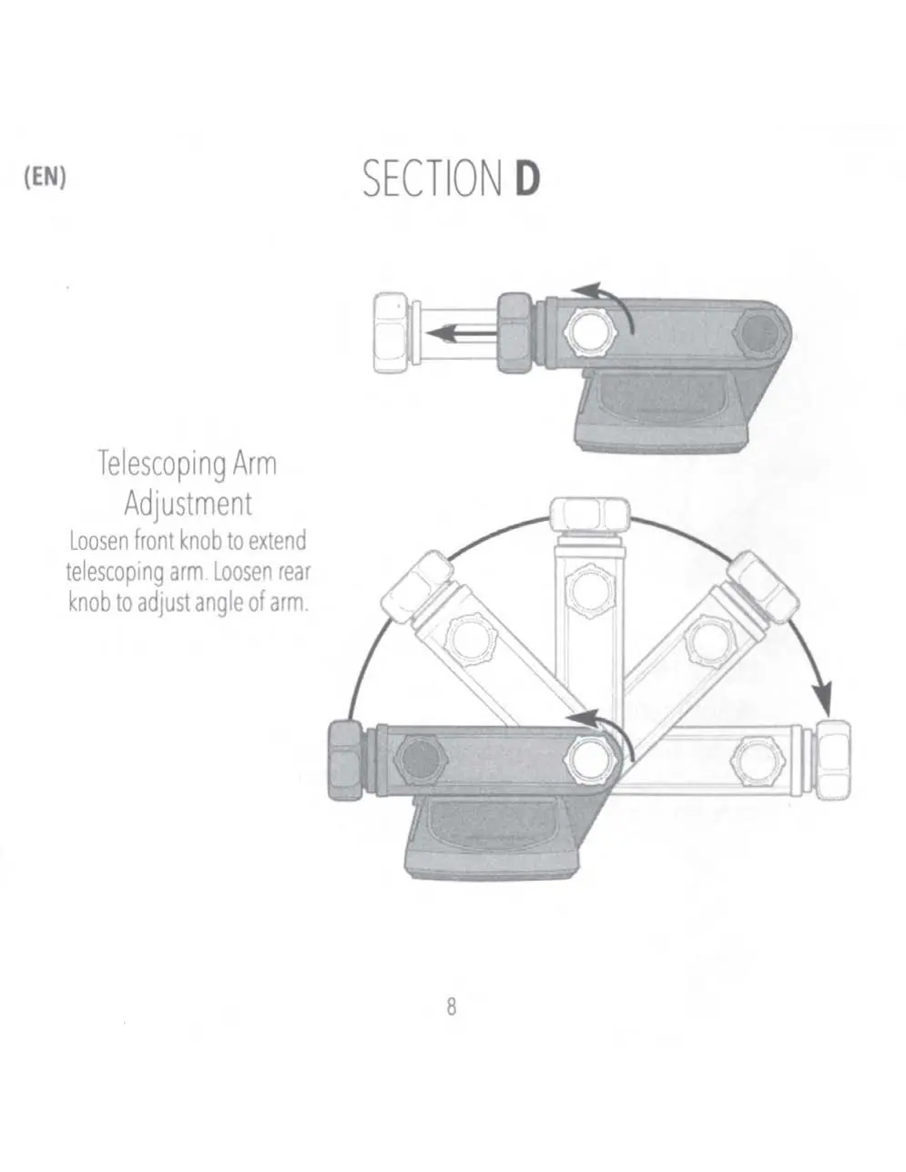 Telescoping arm adjustment