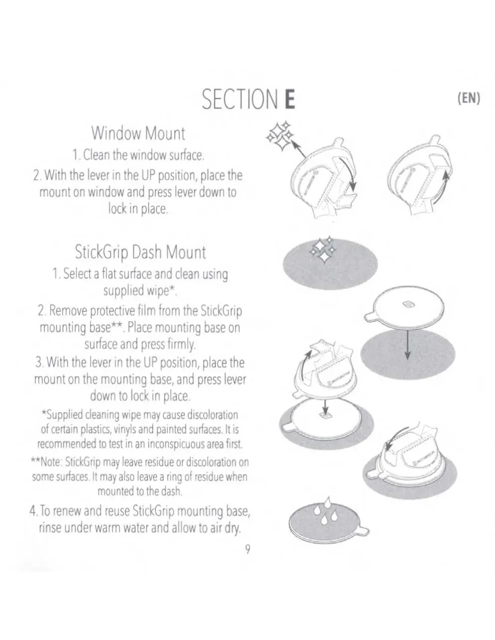 Window and StickGrip Dash Mount installation