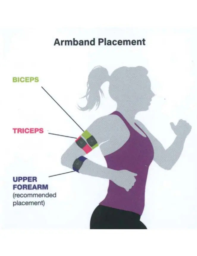 Recommended placement positions for the armband.
