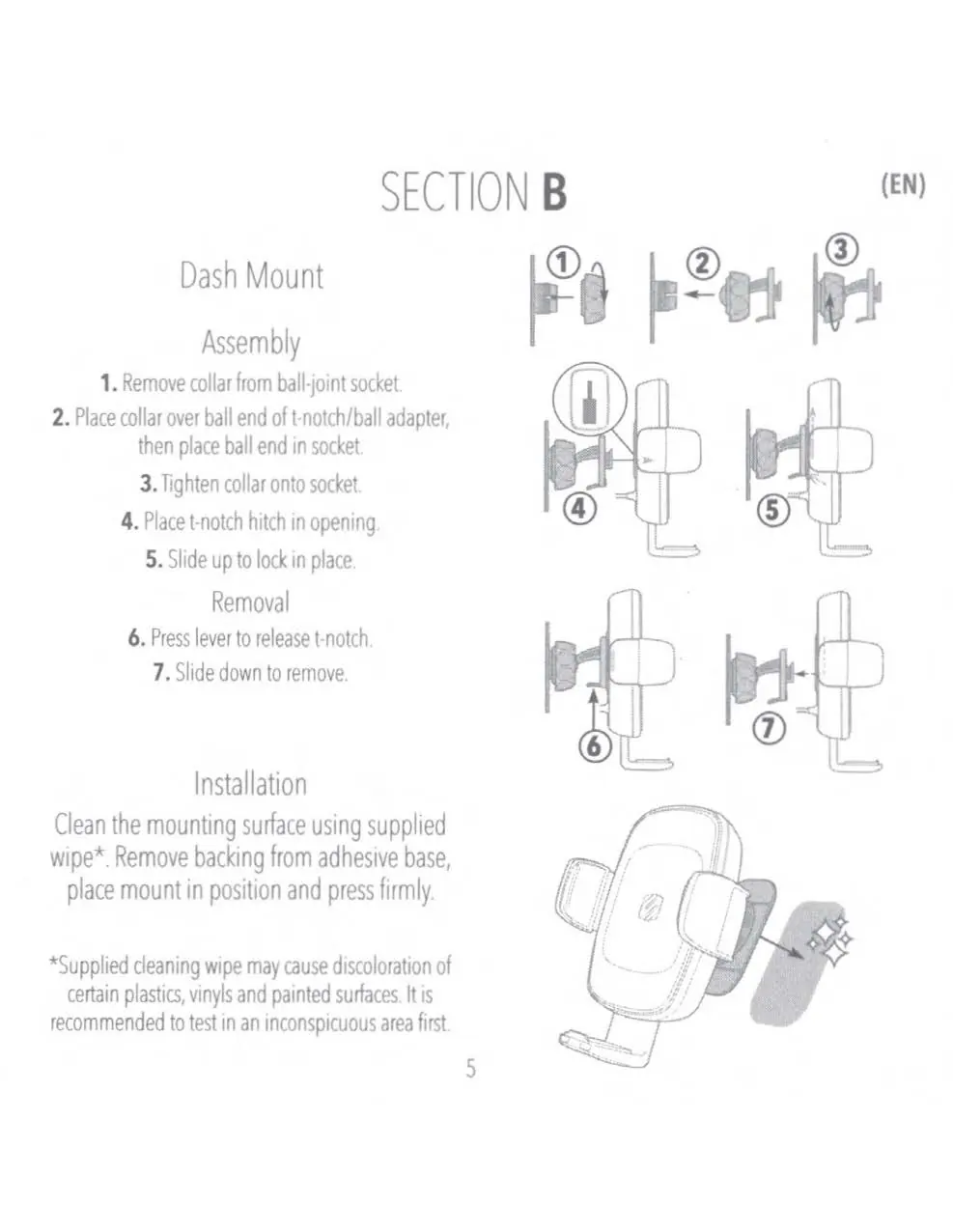 Dash mount assembly steps