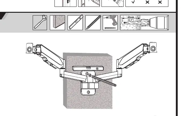 Concrete or brick wall installation procedure