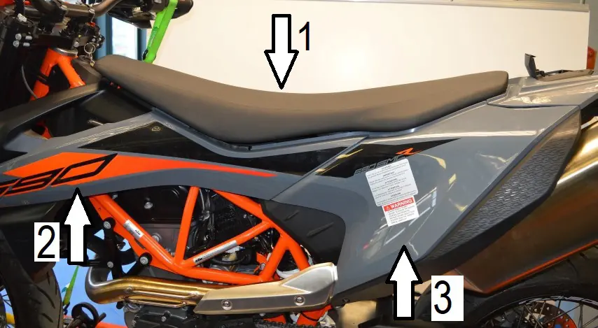 Overview of the motorcycle mounting points.