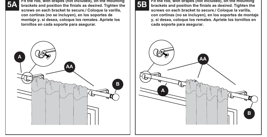 Step 5: Secure rod to brackets