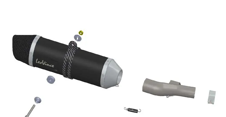 Exploded view of the muffler mounting assembly.