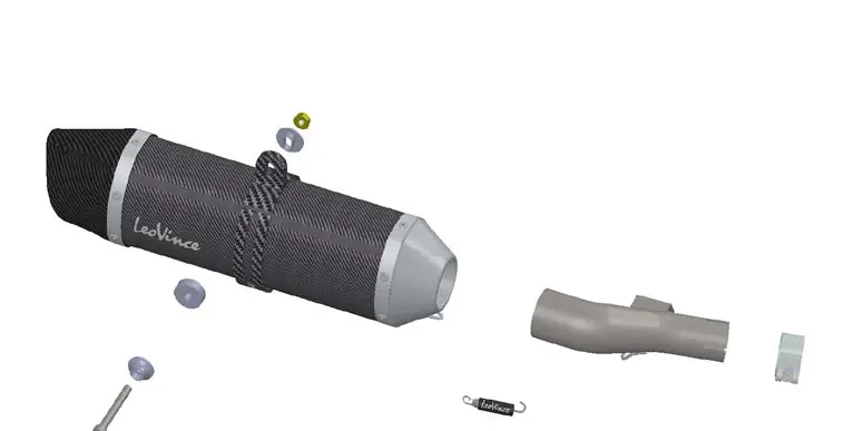 Exploded view of the muffler mounting assembly.