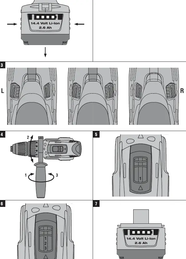 Battery, rotation, and speed selector controls